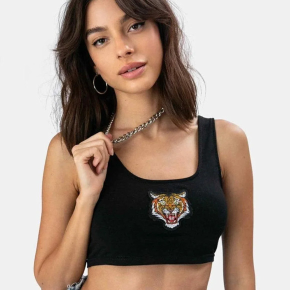 ADIKA Black Cattitude Crop Top Size Small - Picture 2 of 8